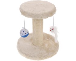 Krabpaal: Krabpaal voor katten - Kattenboom toren - Spelen en krabben - Stevige structuur - 20x18x15cm - Beige