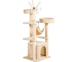 Krabpaal: Krabpaal voor katten - Kattenklimrek speelmeubel - Spelen en krabben - Meerlaags platform - 50 x 45 x 132 cm