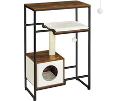 Krabpaal voor katten - Kattenkrabpaal - Kattenpaal - Kattenmeubel - 12.8 kg - MDF - Staal - Bruin - Zwart - 74 x 34 x 114 cm