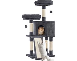 Krabpaal voor Katten - Kattenmeubel Klimpaal - Krabben en Spelen - Met Sisal Bedekt - 115 cm Hoog - Rookgrijs