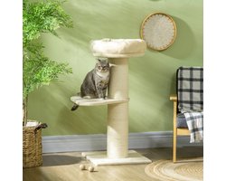 Krabpaal: Krabpaal voor katten - Kattenplatform - Kattenobservatiemand - 2 platforms - Geschikt voor katten om te bewegen en hun motorische vaardigheden te ontwikkelen - Lichtbruin