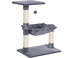 Krabpaal: Krabpaal voor katten, kattentoren 50x36x70 cm, activiteitencentrum met hangmat, platform, sisalpalen, grijs