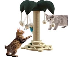 Krabpaal: Krabpaal voor katten - Klimmeubel kat - Spelen en krabben - Met draaibare baan - 50x30x23cm - Meerkleurig