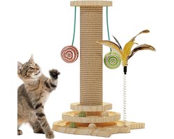 Krabpaal: Krabpaal voor Katten - Klimpaal Speeltje - Katten Bezig Houden - Draaiende Schijf - 334 x 30 x 121 cm