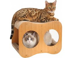 Krabpaal voor katten - Krabkarton Krabkussen - Katten Vermaken - 2-in-1 Krabpaal Schuilplaats - 425 x 27 x 25 cm