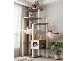 Krabpaal voor Katten - Krabmeubel - Binnen Activiteit - Anti-Kras - 50x40x184 cm - Antiek Grijs