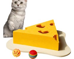 Krabpaal: Krabpaal voor Katten - Krabmeubel Speelgoed - Krabben en Spelen - Uniek Kaasontwerp - 25x26x28.5cm - Multicolor