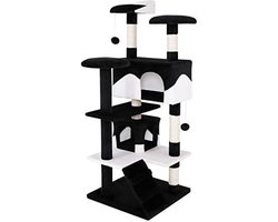 Krabpaal voor Katten met 2 Pluche Ballen & 3 Platforms, Hoogte 130 cm