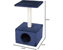 Krabpaal voor Katten met Grot en Pluche Platform - Compact en Stevig - Donkerblauw