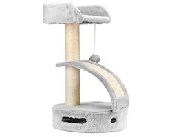 Krabpaal voor katten met hol en speelplaats - 58 cm, grijs