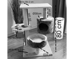 Krabpaal voor katten met lig- en klimmogelijkheden, 80 cm hoog