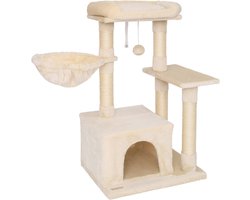 Krabpaal voor katten met pluche bal en ligkom - 85 cm hoog - kattenboom met sisal en pluche - geschikt voor kleine en grote katten