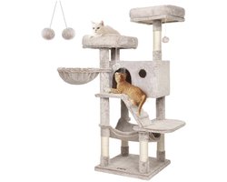 Krabpaal voor Katten - Middelgrote krabpaal met sisalpalen, huisje en trap - klimboom en speelboom voor katten - Ombre bruin