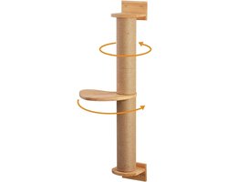 Krabpaal: Krabpaal voor katten - Muur krabplatform - Katten verrijken - Sisal gewikkeld - 38 x 21 x 14.4 cm - Houtkleur
