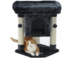 Krabpaal voor Katten XL Slaapplek Lage Instap Grijs 61 cm