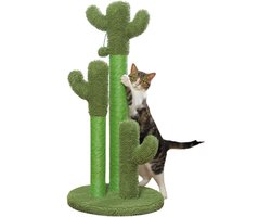 Krabpaal - XL - 83 cm - Cactus - Voor Grote Katten - Binnen Katten - Hoge Kattenkrabpaal - 3 Sisal palen - 3 Hoogtes - Bungelende Bal - Kattenspeelgoed