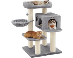 Krabpaal: Krabpaal XXL - Kattenboom - Katten spel - Extra dikke palen - 70 x 60 x 112 cm - Lichtgrijs