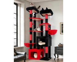 Krabpaal XXL - Kattenboom - Kattenvermaak - Zeer stabiel ontwerp - 189 cm hoog - Zwart Rood