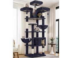 Krabpaal XXL - Kattenboom Luxe - Spelen Rusten - Stabiel Kantelbestendig - 61x51x183 cm - Donkergrijs