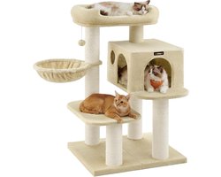 Krabpaal: Krabpaal XXL - Kattentoren - Katten spel - Extra dikke palen - 70 x 60 x 107 cm - Beige