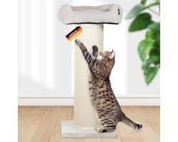 Krabton: Krabpaal XXL - Krabton Slaapplek - Kattenvermaak - Verwisselbare Krabmat - 55x45x107cm - Beige