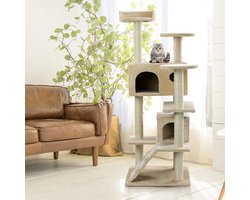 Krabpaal XXL voor Kat -132 cm -Beige - Kattenboom voor Katten - Kattenhuis van Sisal - XXL Klimpaal voor Meerdere Katten