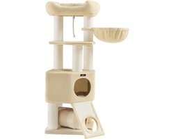 Krabpaaltoren - Kattenklimmer - Krabpaal - Spaanplaatstructuur - Pluche afwerking - Sisaltouw - 50 cm x 50 cm x 141 cm