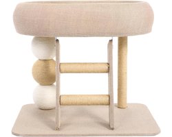 Krabpaal: Krabpaaltoren met Bed - Kattenklimmeubel - Spelen en Krabben - Multifunctioneel All-in-One - 59x40x17 cm - Grijs