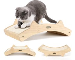 Krabplank 42x275x12 cm geweven sisal-tapijt duurzame kattenkrabmat houtstructuur - kattenligstoel