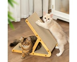 Krabplank: Krabplank A-Frame - Krabmeubel Kat - Spelen en Rusten - Dubbelzijdig Ontwerp - 43x23x39 cm - Houtkleur