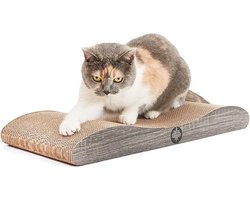 Krabplank Donkergrijs XL | Kartonnen Kattenmeubilair met Kattenkruid | 60 x 29 x 7 cm