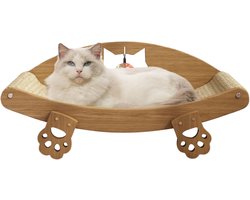 Krabplank Huisdier - Krabmat Ligbed - Meubelbescherming Krabben - Duurzaam Sisal Materiaal - 64x25x9 cm - Houtkleur