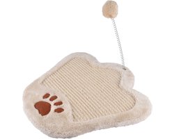 Krabplank in de vorm van een poot, 35 x 35 x 23 cm, met pompon, beige
