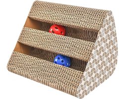 Krabplank Kat - Katten Speeltje - Nagels Slijpen - Met Belbal - 27.5 x 23.5 x 17.5 cm - Bruin