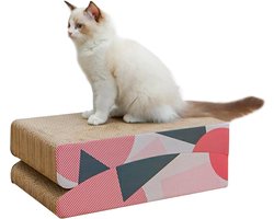 Krabplank: Krabplank Kat - Krabbelmeubel Karton - Krabben Spelen Rusten - Wavy Ontwerp - 25x40x15 cm - Bruin
