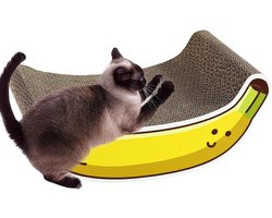 Krabplank Kat - Krabkarton Katten - Katten Vermaken - Duurzaam Golfkarton - 36x20.5x14cm - Banaan