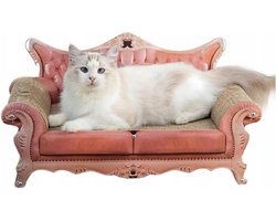 Krabplank: Krabplank Kat - Krabmeubel Karton - Katten Verzorgen - Inclusief Kattenkruid - 59x32x27 cm - Roze