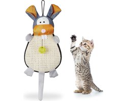 krabplank kat - voor aan de muur - bal met belletje - sisal - 55x22x10 cm - krabmat