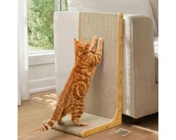 Krabplank: Krabplank L-vormig - Krabmeubel Kat - Katten Krabben Klimmen - Dubbele Kraboppervlakken - 58cm - Natuurhout