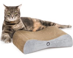 Krabplank Petite | Betonlook Krabmeubel voor Katten | Duurzaam Krabkarton | 37 x 10 x 23 cm