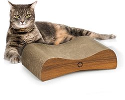 Krabplank Petite voor Katten | Ruimtebesparend en Duurzaam Krabmeubel | Walnoot | Ideaal voor Krabben, Spelen en Slapen | 37 x 10 x 23 cm