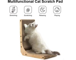 Krabplank voor katten, 47 cm hoog, L-vormig krabkarton voor katten, duurzaam kattenkrabbord met balspeelgoed, kattenkrabmeubels van hoogwaardig karton voor muur en hoek,