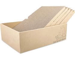 Krabplank: Krabplank voor katten - Golfkarton - 43x25x12 cm - Recyclebaar - Dubbelzijdig - Slapen, spelen, krabben