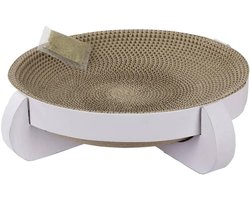 Krabplank: Krabplank voor katten - Kartonnen krabmat - Klauwverzorging - Inclusief kattenkruid - 35 x 35 x 10 cm - Natuurlijk