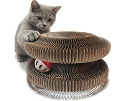 Krabplank: Krabplank voor katten - Katten krabmat - Spelen en krabben - Interactieve balbaan - 23 x 23 x 10 cm
