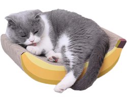 Krabplank: Krabplank voor katten - Kattenkrabbord speelgoed - Meubels beschermen - Banaanvormig ontwerp - 31.5 x 22 x 12 cm - Geel