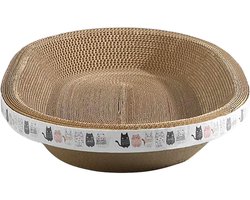Krabplank: Krabplank voor katten - Kattenmand Krabkarton - Klauwen Slijpen - Ovale Comfort Vorm - 47 x 32 x 9 cm