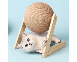 Krabplank voor katten - Klimrek speelgoed - Kattenplezier thuis - Massief hout sisal - Klein formaat - Natuurlijke houtkleur