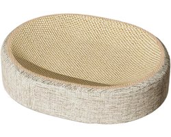 Krabplank: Krabplank voor katten - Krabkarton meubelbeschermer - Katten comfort en krabben - Versterkte ovale structuur - 33x43x12 cm - Neutrale tinten