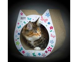 Krabplank: Krabplank voor katten - Krabmat krabpaal - Spelen en ontspannen - Speciaal voor kittens - 27x27x29cm - Bloemen